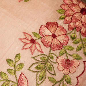 Pink Embroidery (Top-Cotton Linen,Bottom-Cotton Satin,Dupatta-Cotton Linen) Cotton Linen Fabric HNA-24550  