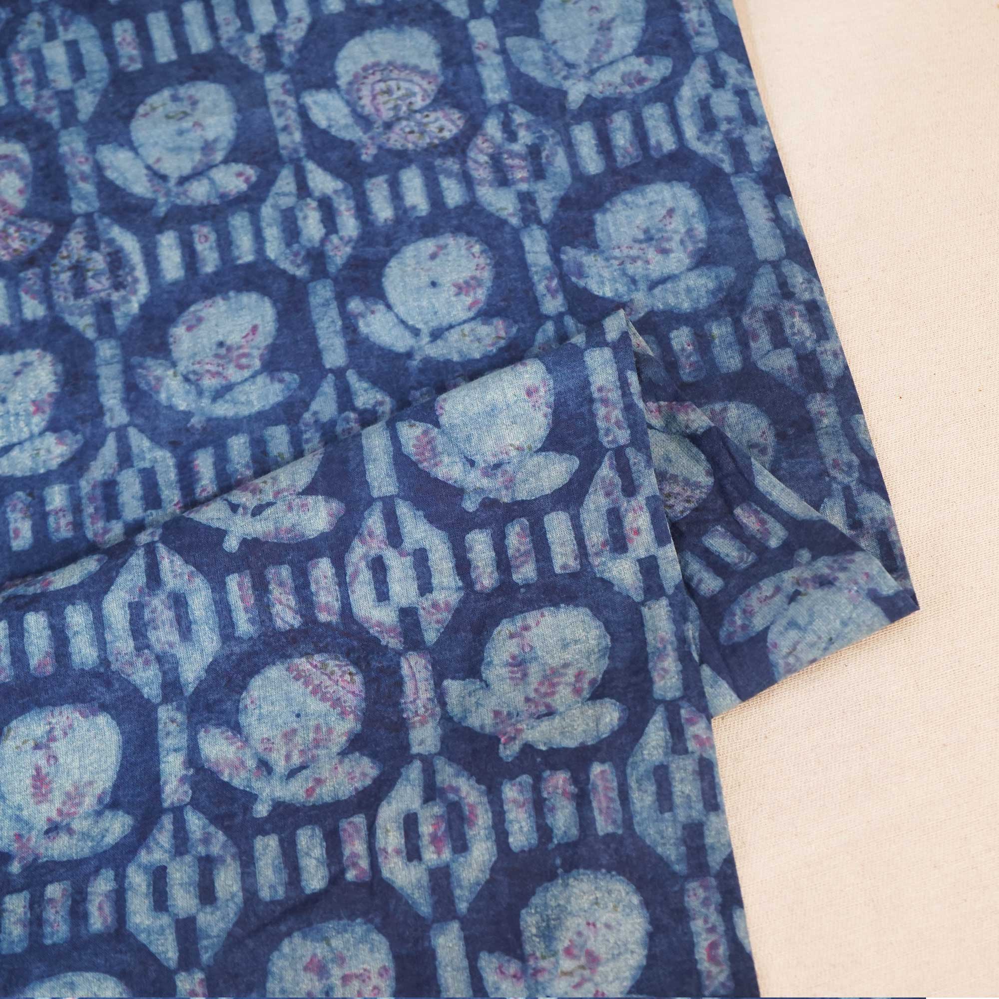 Indigo Dabu Print Cotton Fabric NC-24555