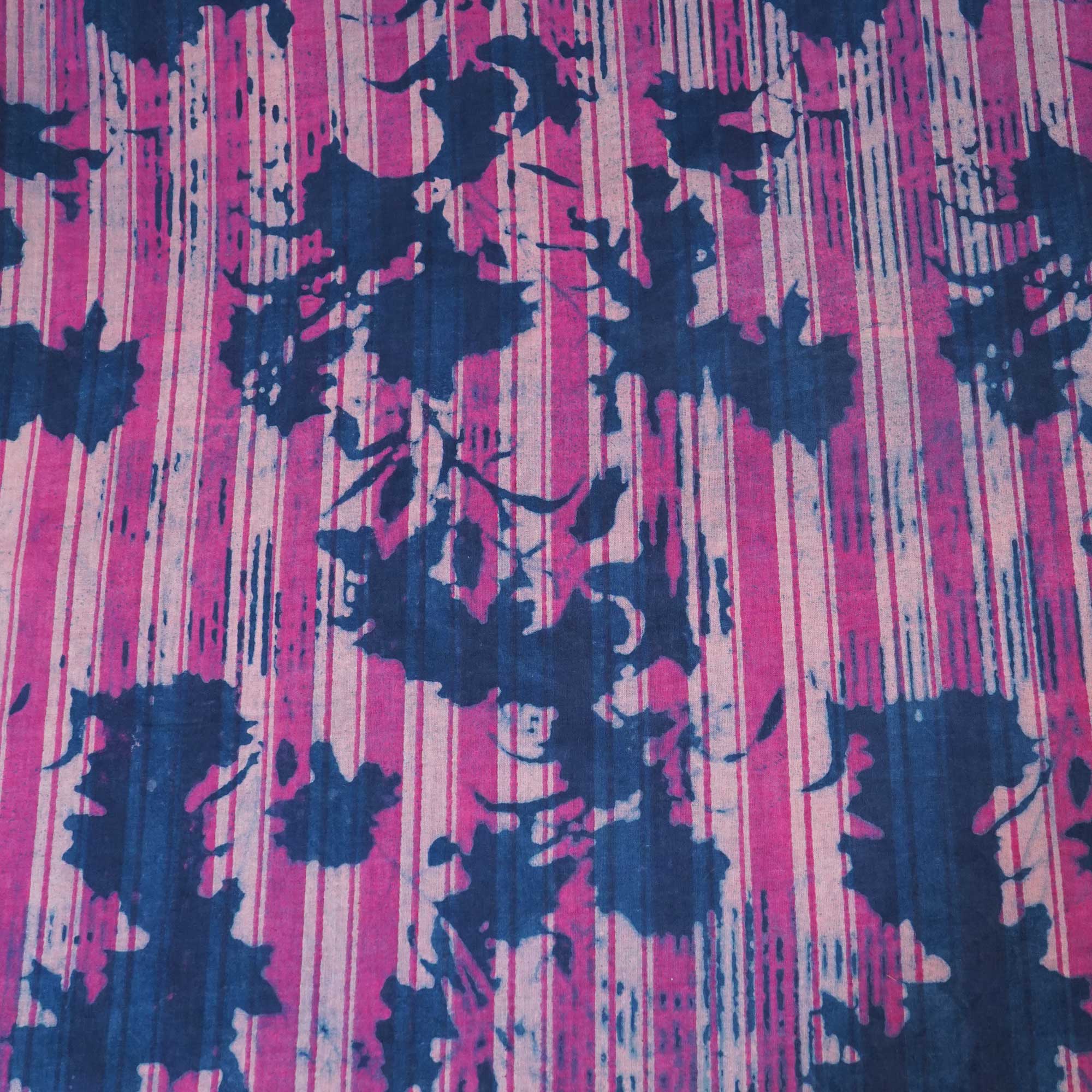 Pink & Indigo Dabu Print Cotton Fabric NC-24562