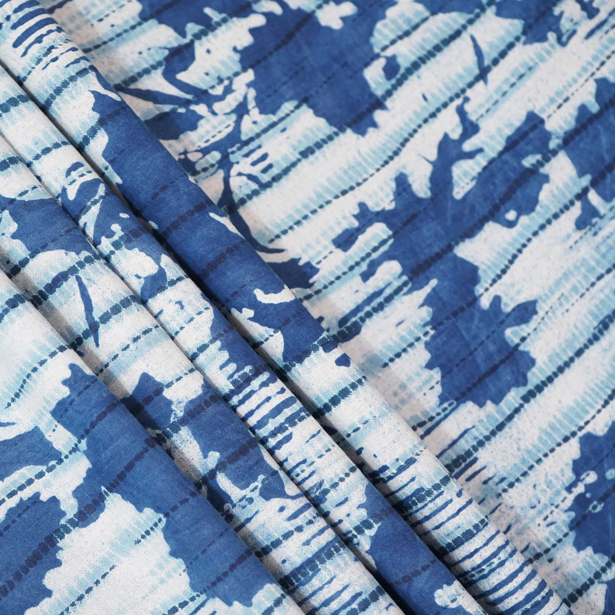 Indigo & White Dabu Print Cotton Fabric NC-24563