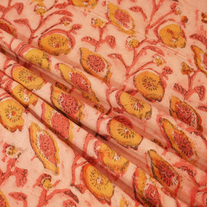 Peach Dabu Print Cotton Fabric NC-24566