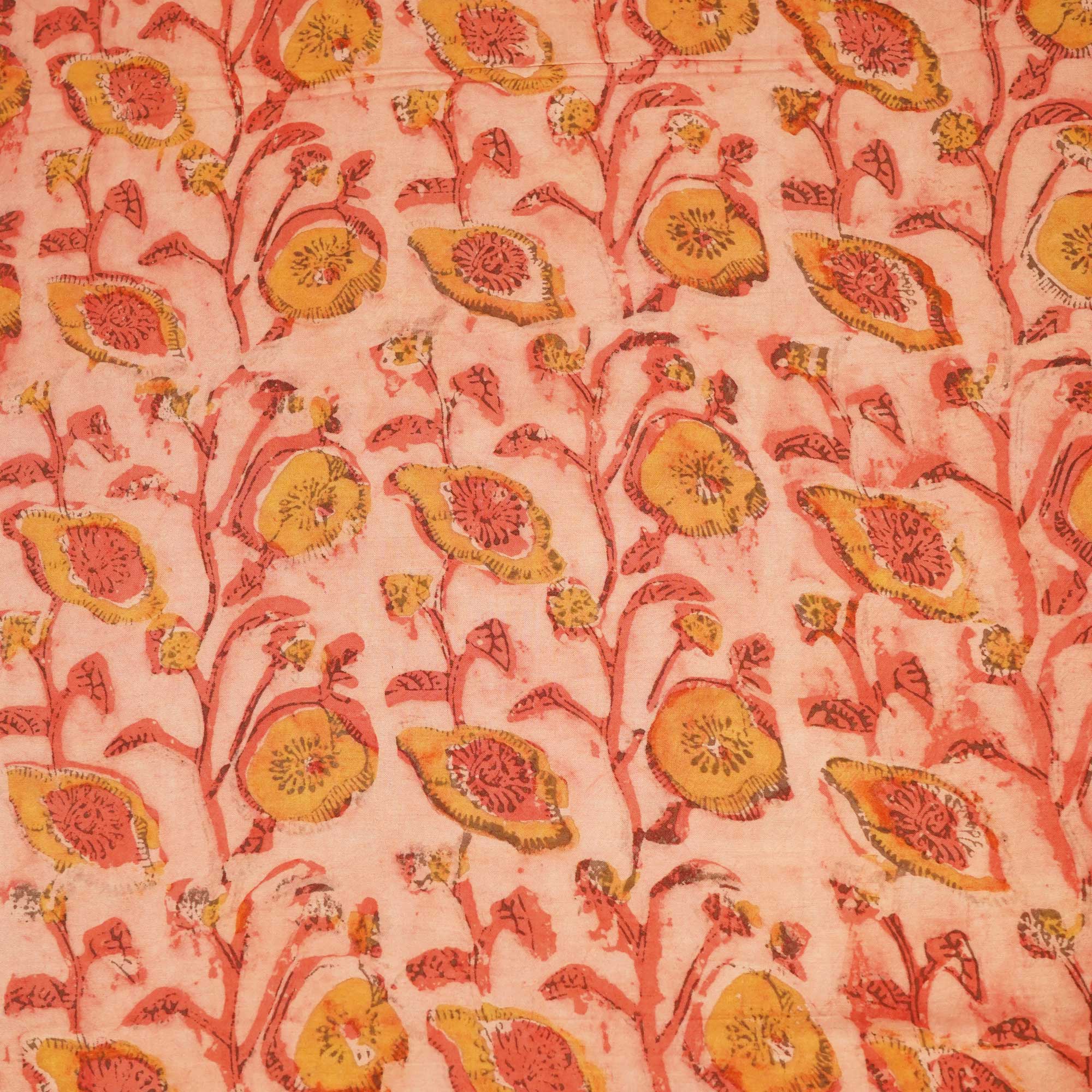 Peach Dabu Print Cotton Fabric NC-24566