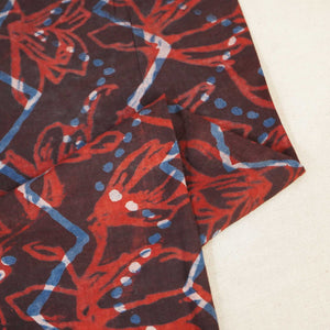 Brown & Red Jahota Print Cotton Fabric NC-24567