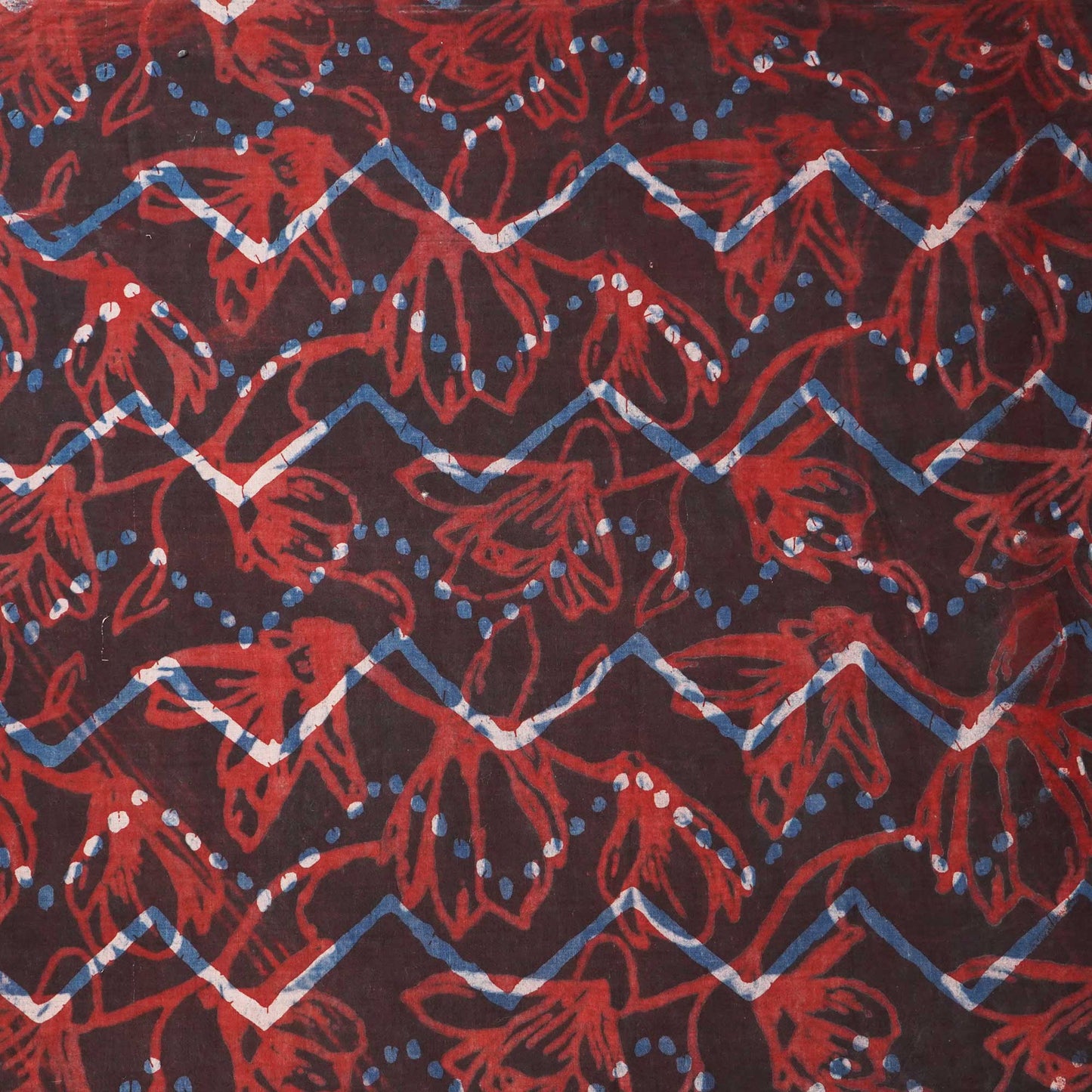 Brown & Red Jahota Print Cotton Fabric NC-24567