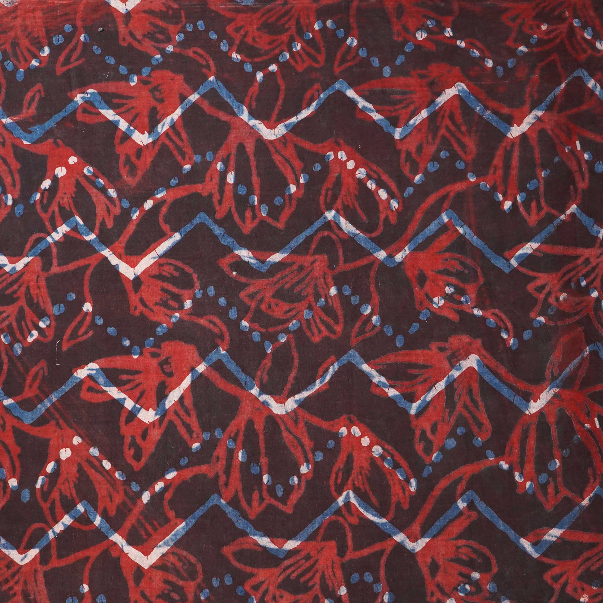 Brown & Red Jahota Print Cotton Fabric NC-24567