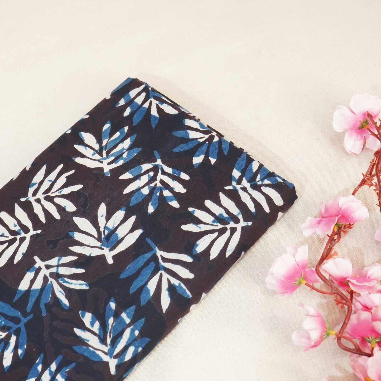 Wine & Indigo Jahota Print Cotton Fabric NC-24571