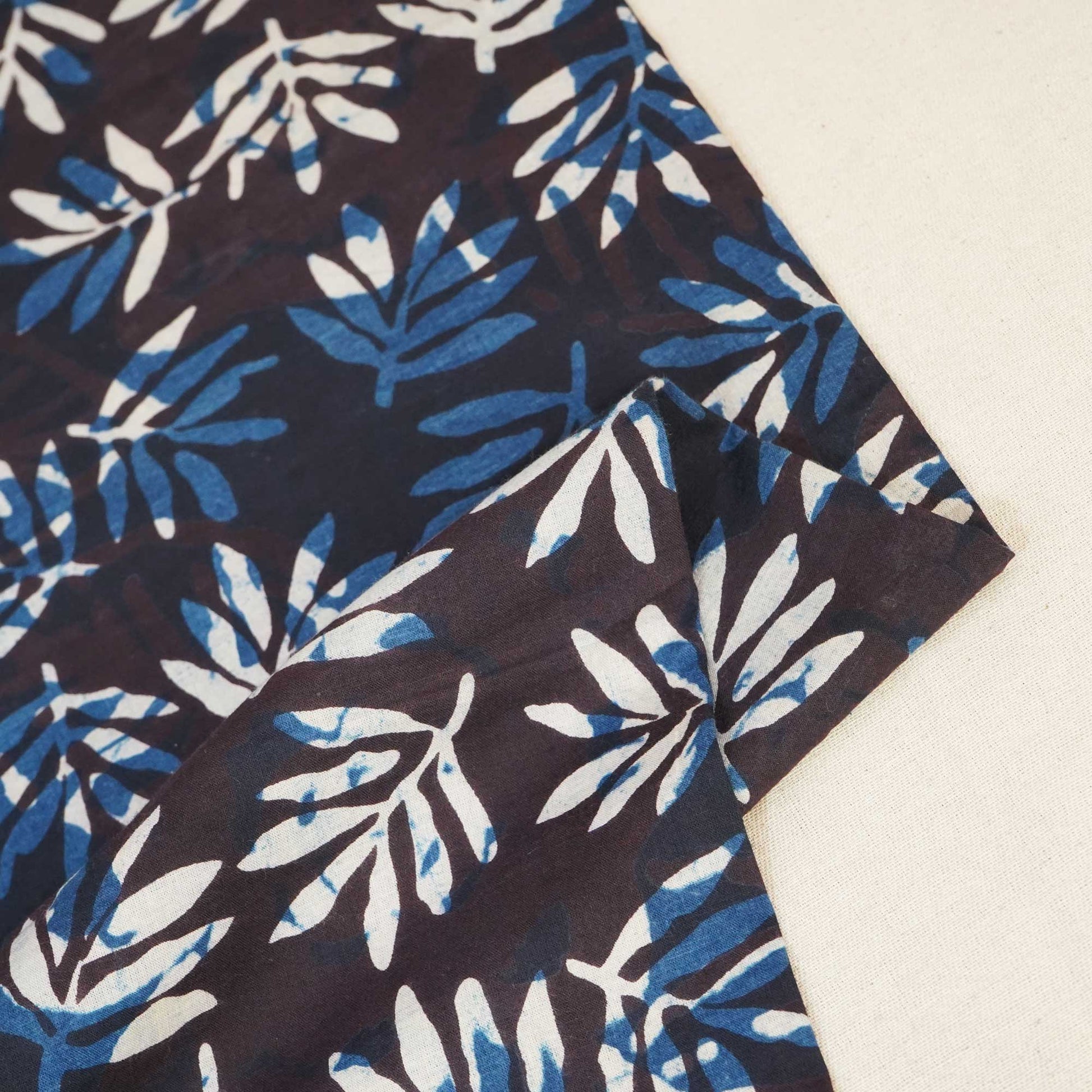 Wine & Indigo Jahota Print Cotton Fabric NC-24571