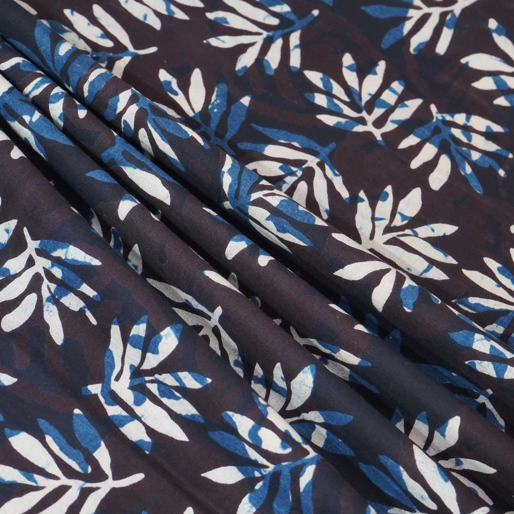 Wine & Indigo Jahota Print Cotton Fabric NC-24571