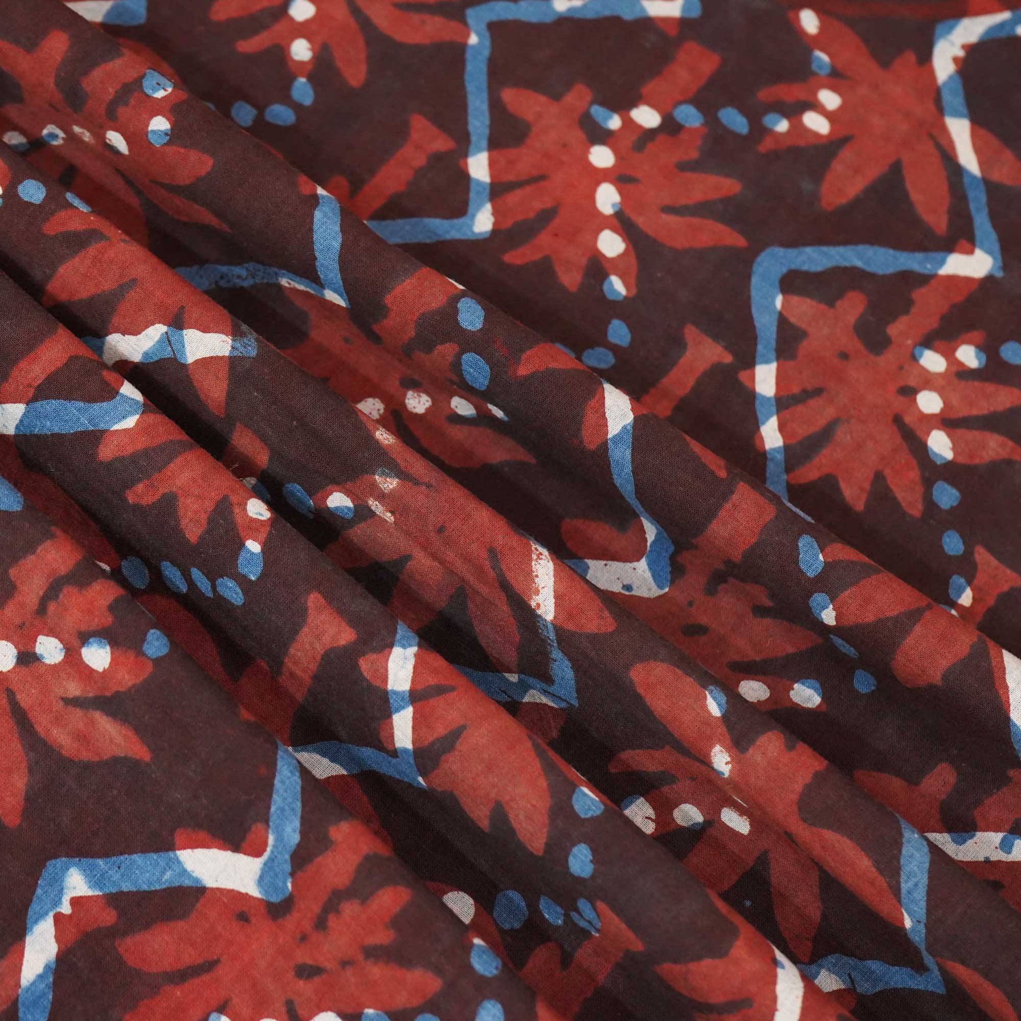 Brown Jahota Print Cotton Fabric NC-24572