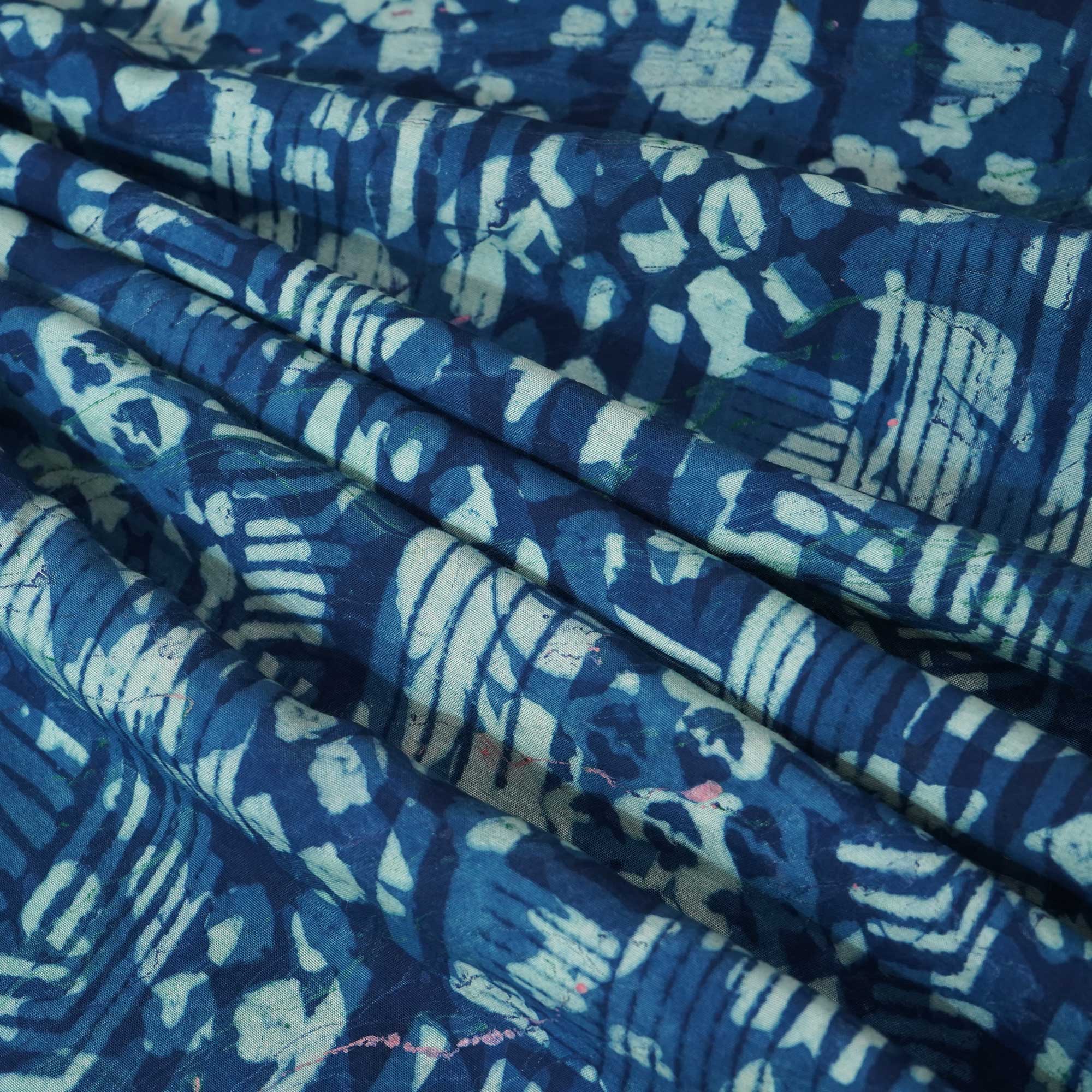 Indigo Ajrakh Print Muslin Fabric NC-24575