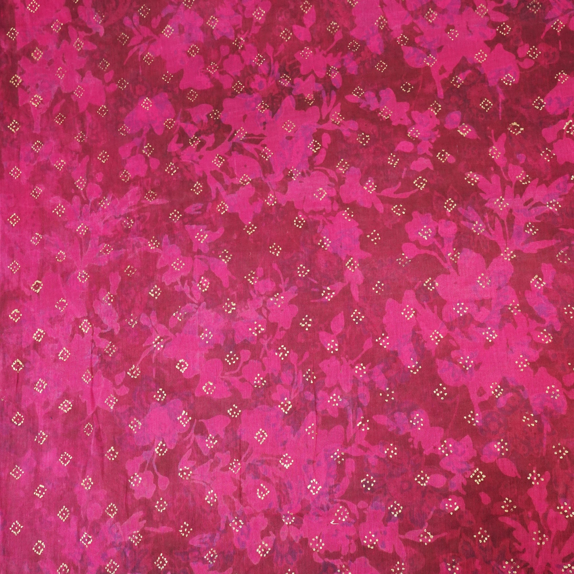 Magenta Foil Print Mulmul Fabric NC-24582