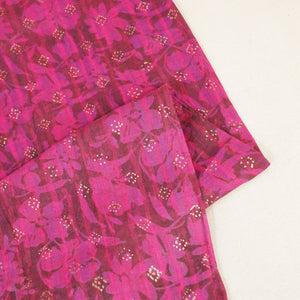 Magenta and Brown Foil Print Mulmul Fabric NC-24583