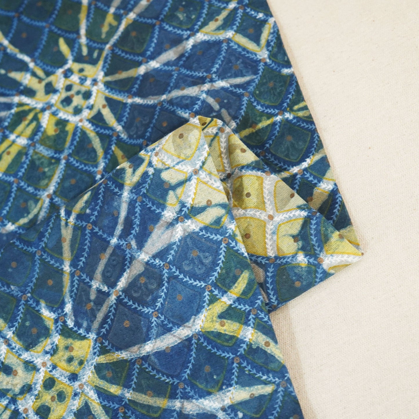 Indigo & Green Mulmul Fabric NC-24586