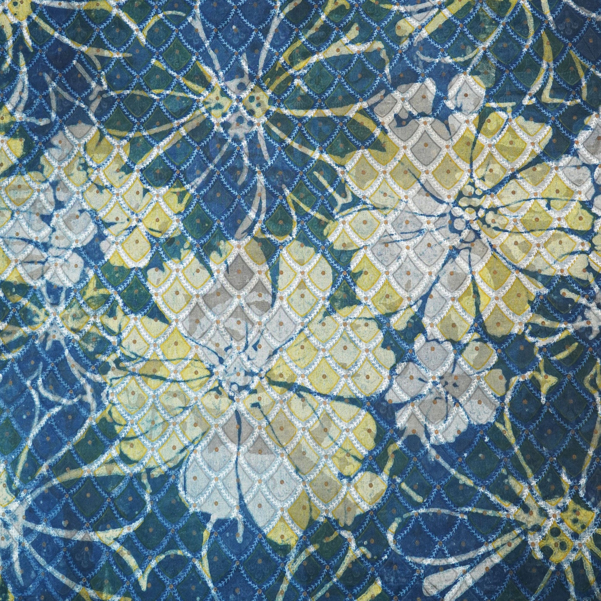 Indigo & Green Mulmul Fabric NC-24586