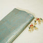 Sky Blue Floral Print Tissue Silk Fabric MS-24598