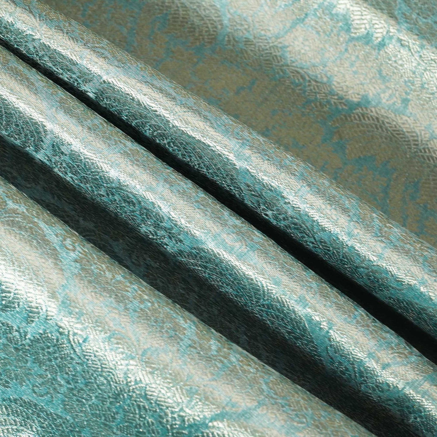 Sky Blue Floral Print Tissue Silk Fabric MS-24598