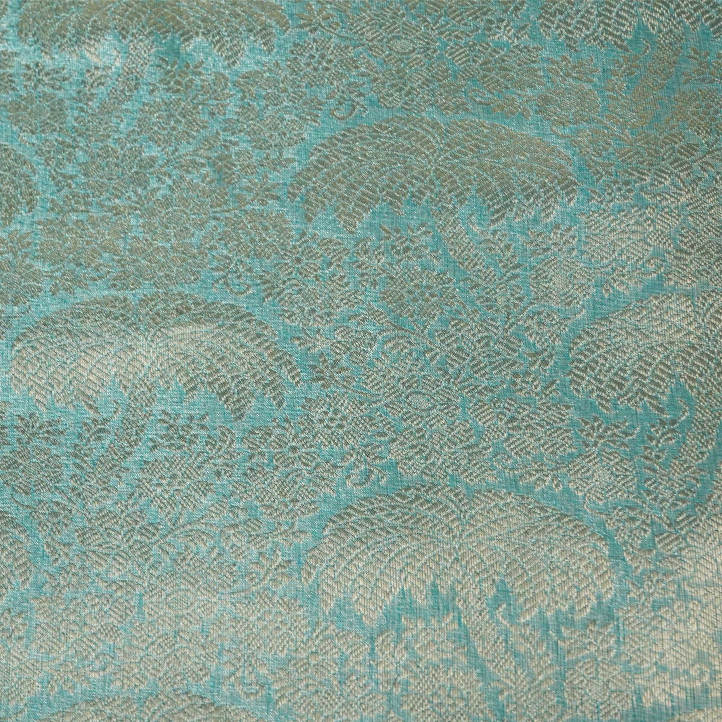 Sky Blue Floral Print Tissue Silk Fabric MS-24598