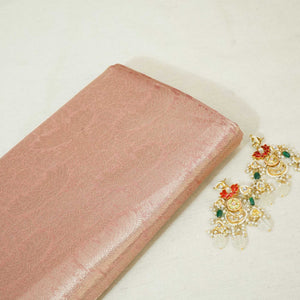 Peach Pink Floral Print Tissue Silk Fabric MS-24599