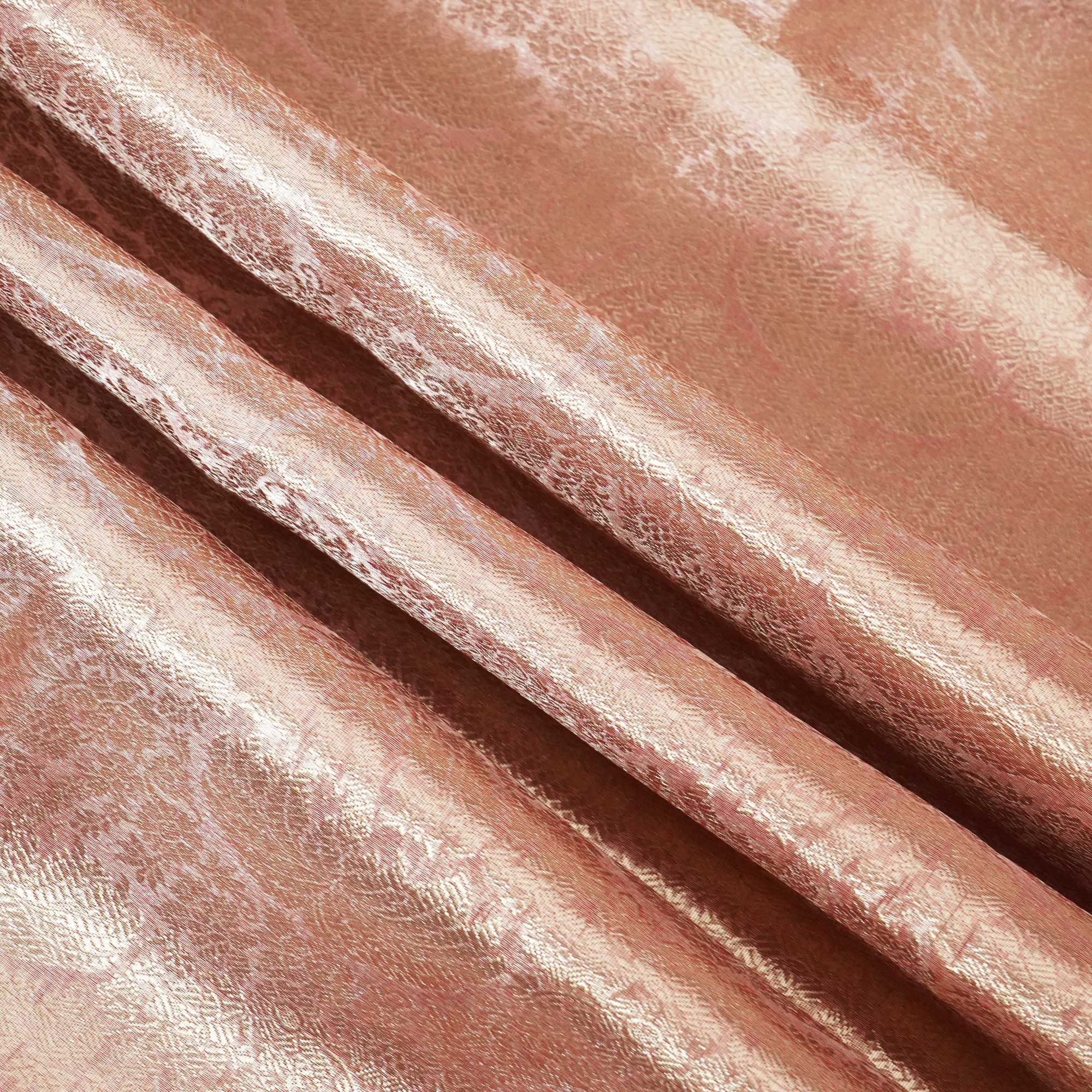 Peach Pink Floral Print Tissue Silk Fabric MS-24599