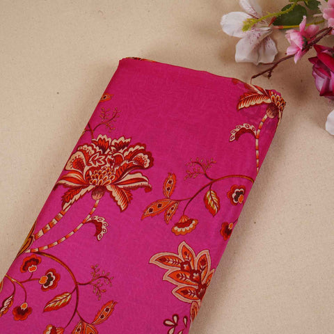 Pink & Lavender Shaded Floral Print Organza Fabric MT-28246