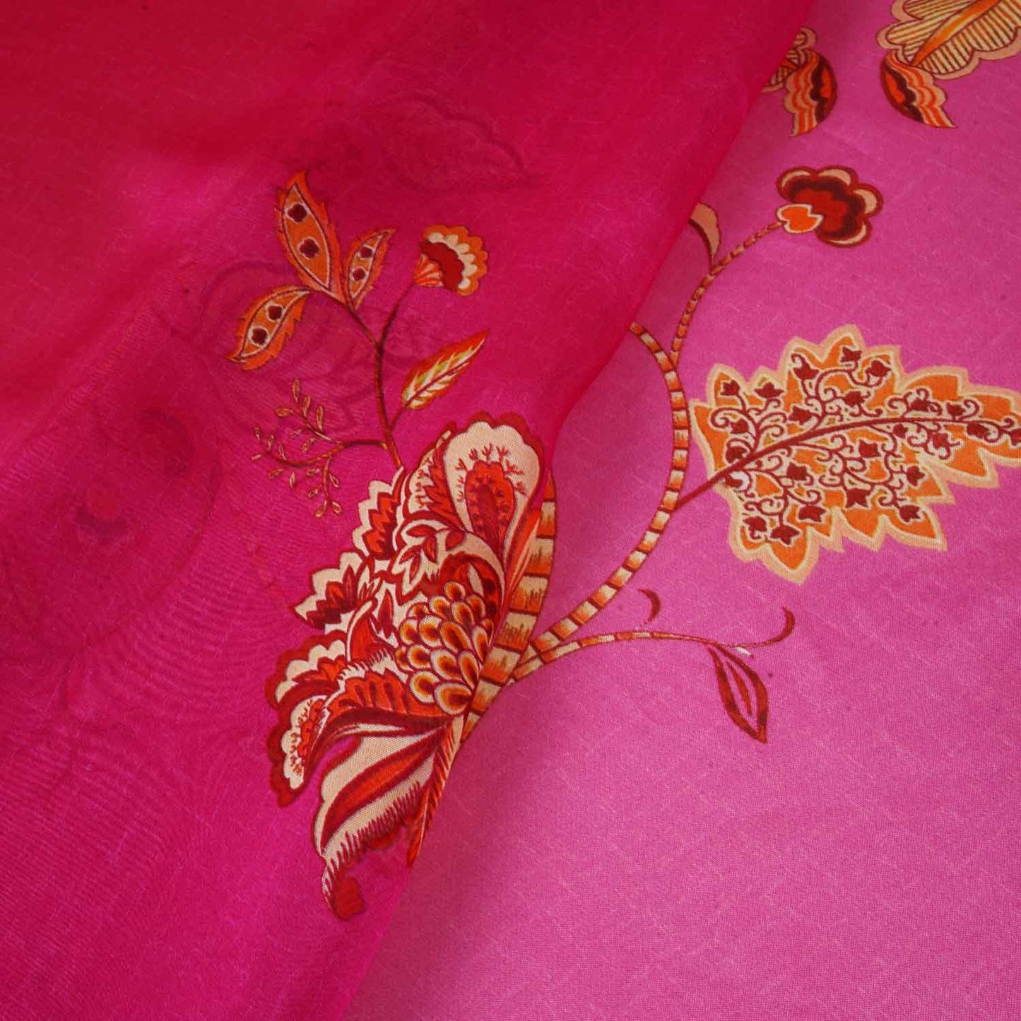 Pink & Lavender Shaded Floral Print Organza Fabric MT-28246