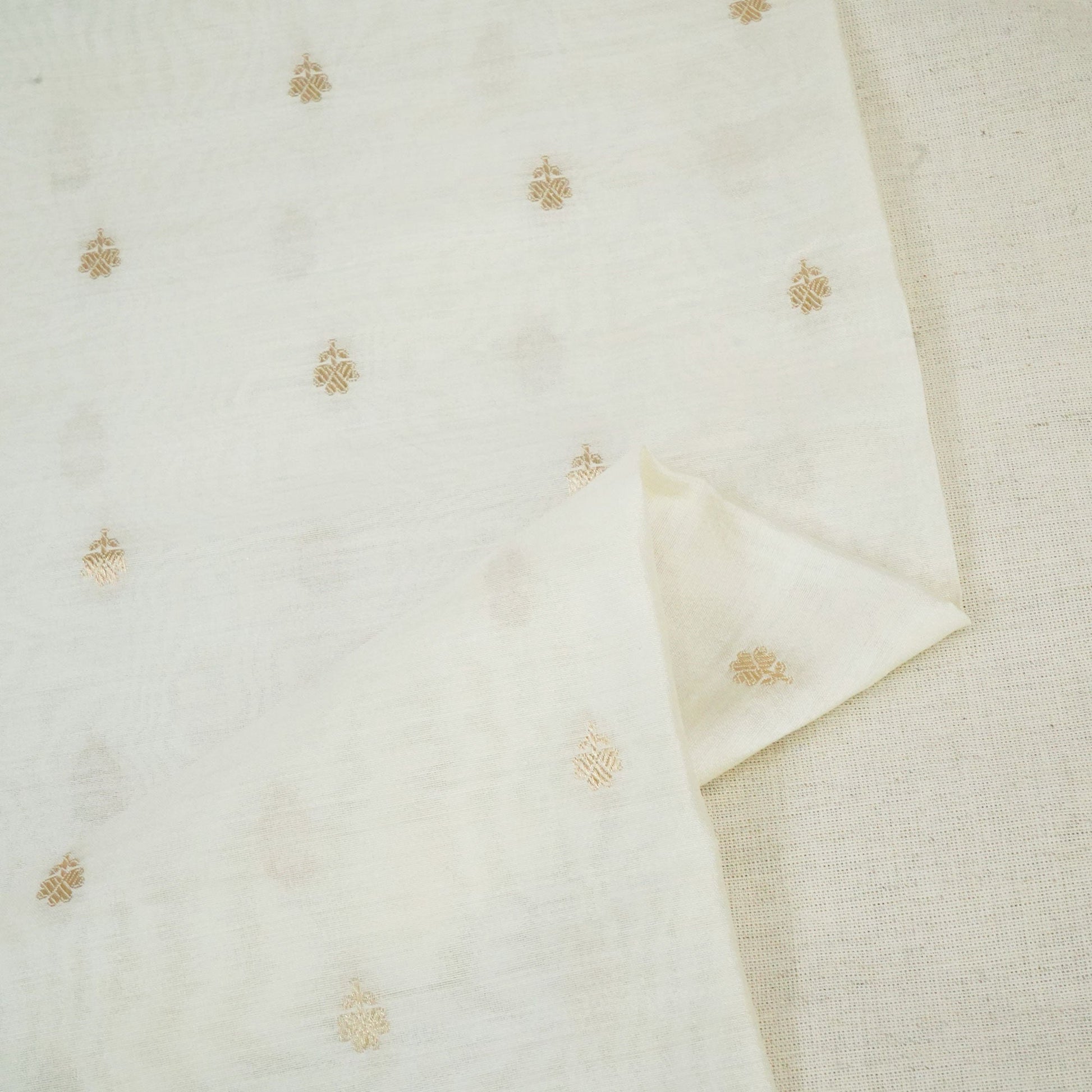 Cream Dyeable Kadua Buti Chiniya Silk Fabric MS-24601