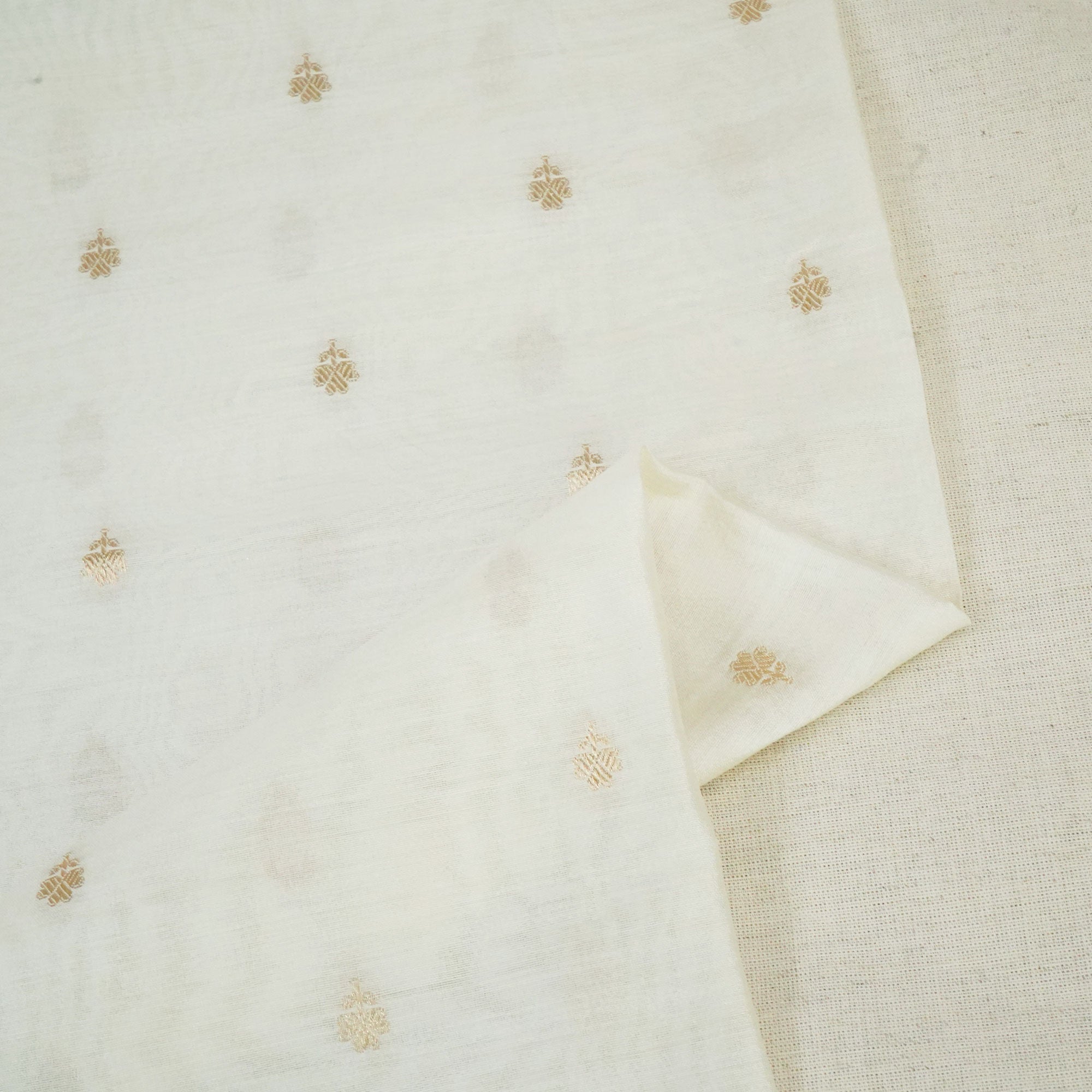 Cream Dyeable Kadua Buti Chiniya Silk Fabric MS-24601