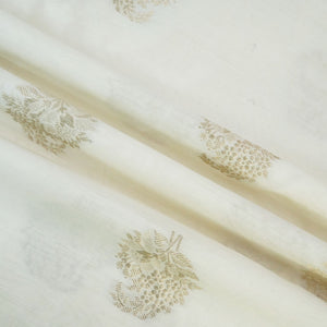 Cream Dyeable Kadua Buti Chiniya Silk Fabric MS-24602