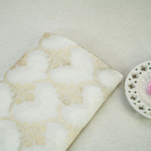 Cream Dyeable Gold Kadua Jaal Chiniya Silk Fabric MS-24607