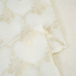Cream Dyeable Gold Kadua Jaal Chiniya Silk Fabric MS-24607