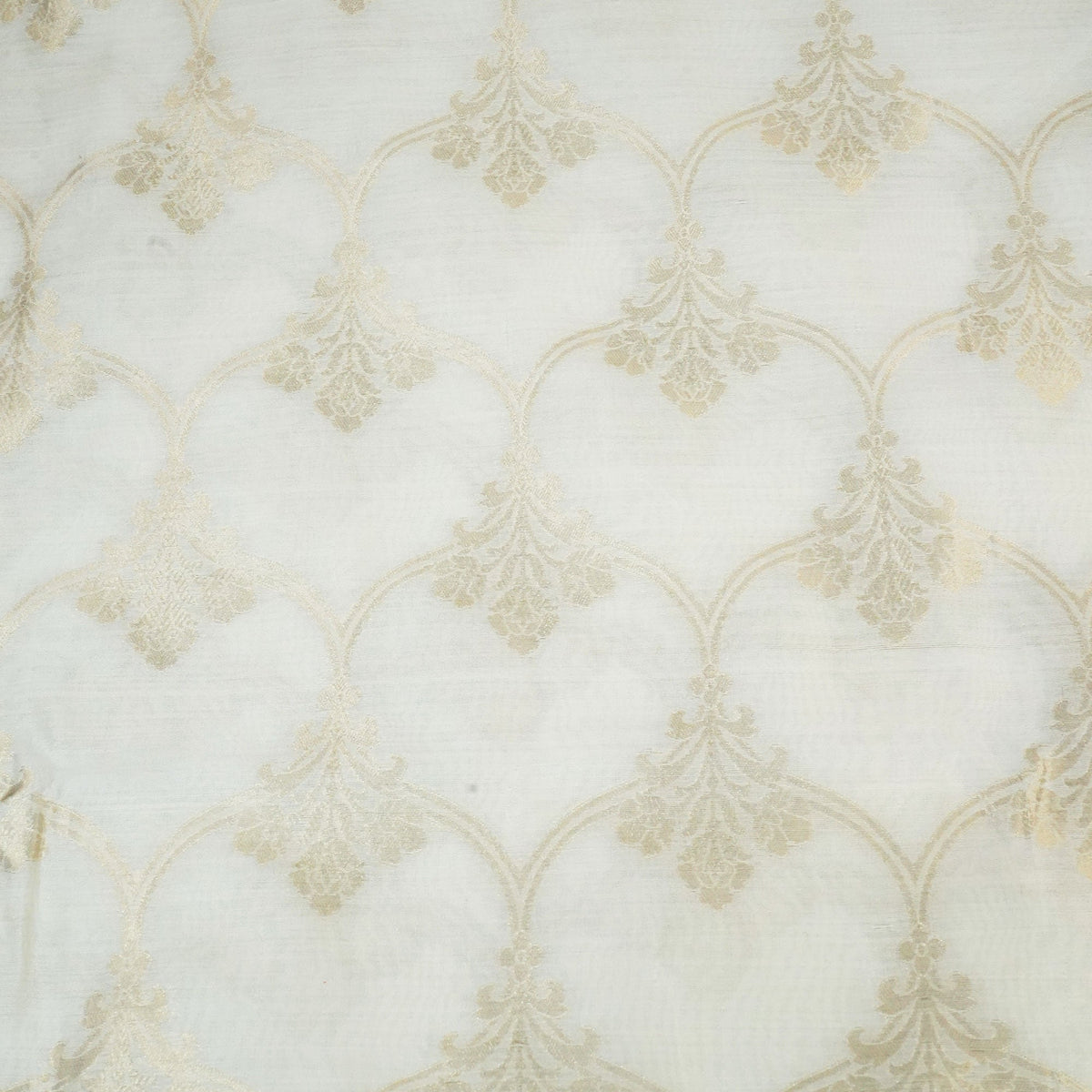 Cream Dyeable Gold Kadua Jaal Chiniya Silk Fabric MS-24607