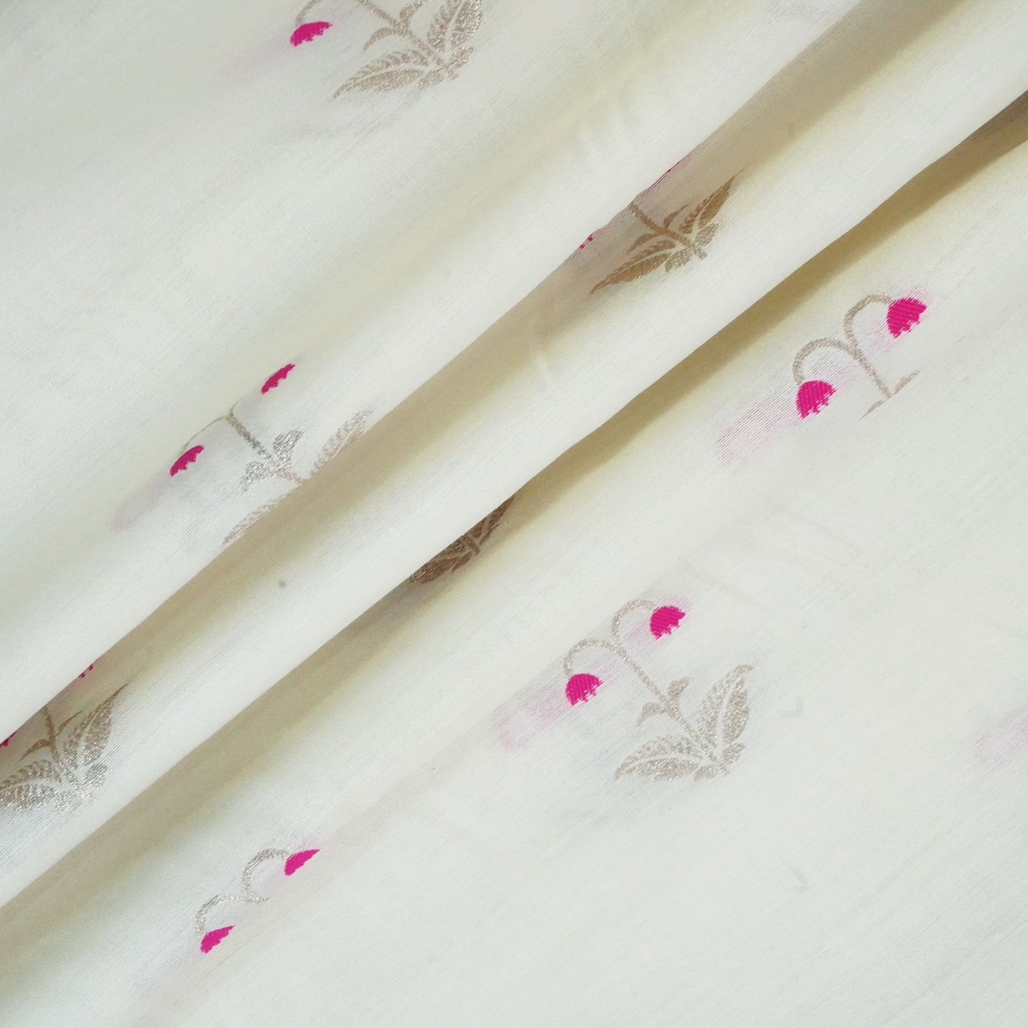 Cream Dyeable Mina Kari Kadua Buti Chiniya Silk Fabric MS-24611