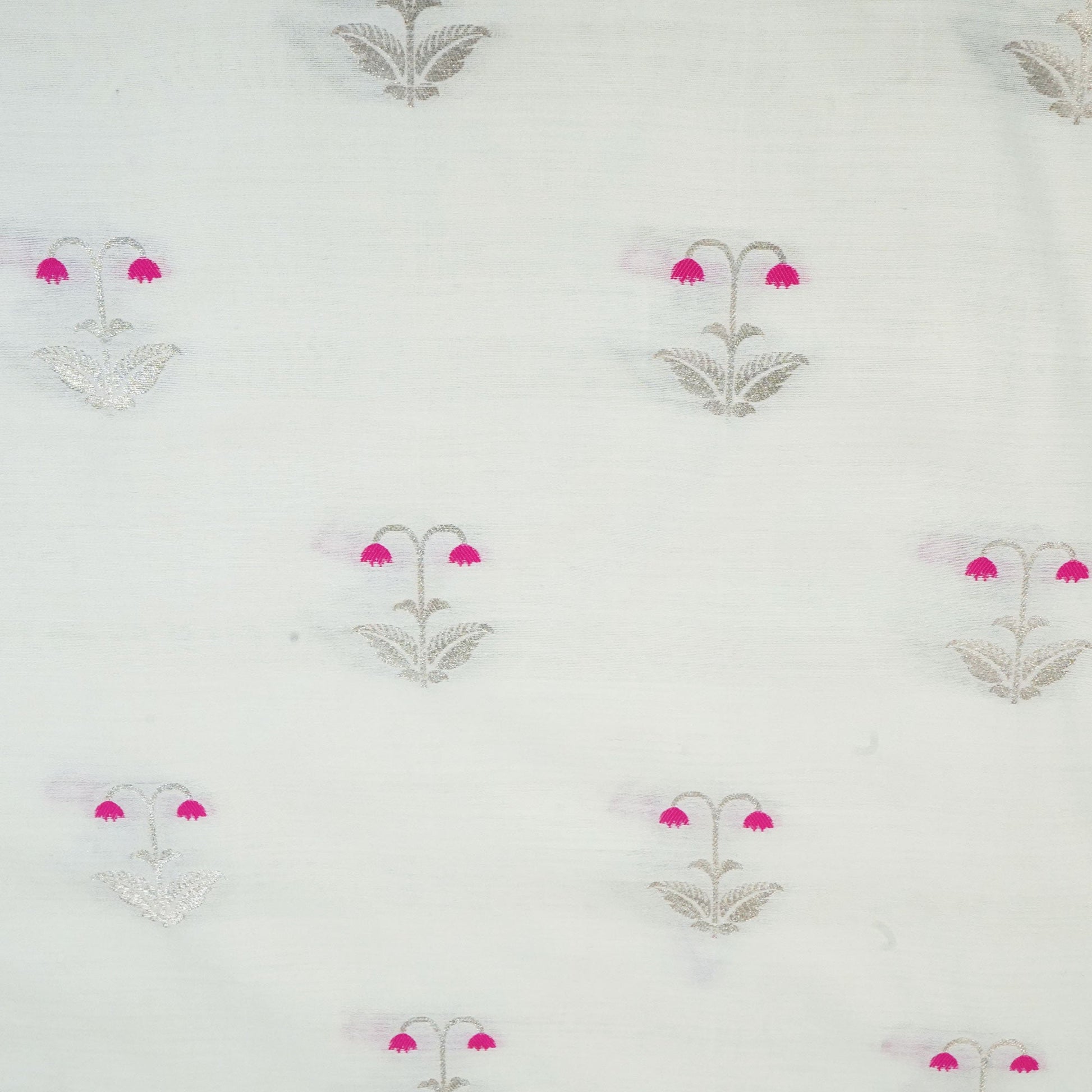 Cream Dyeable Mina Kari Kadua Buti Chiniya Silk Fabric MS-24611