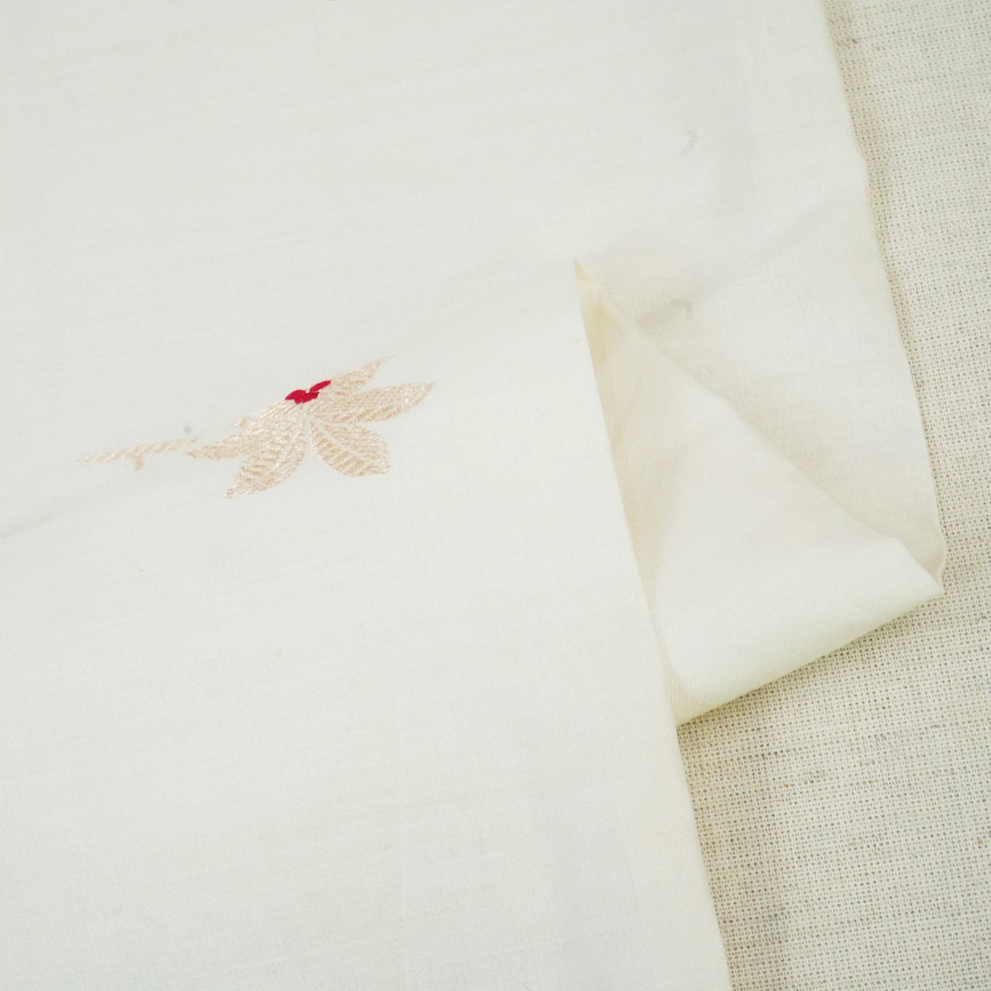 Cream Dyeable Mina Kari Kadua Buti Chiniya Silk Fabric MS-24612