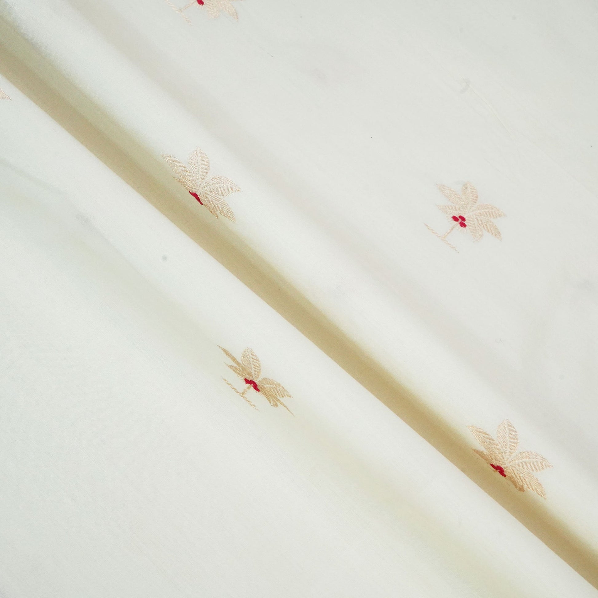 Cream Dyeable Mina Kari Kadua Buti Chiniya Silk Fabric MS-24612