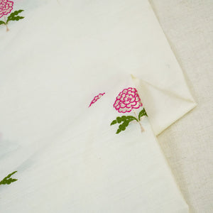 Cream Dyeable Mina Kari Kadua Buti Chiniya Silk Fabric MS-24613
