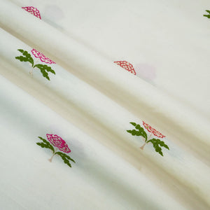 Cream Dyeable Mina Kari Kadua Buti Chiniya Silk Fabric MS-24613