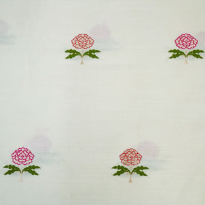 Cream Dyeable Mina Kari Kadua Buti Chiniya Silk Fabric MS-24613