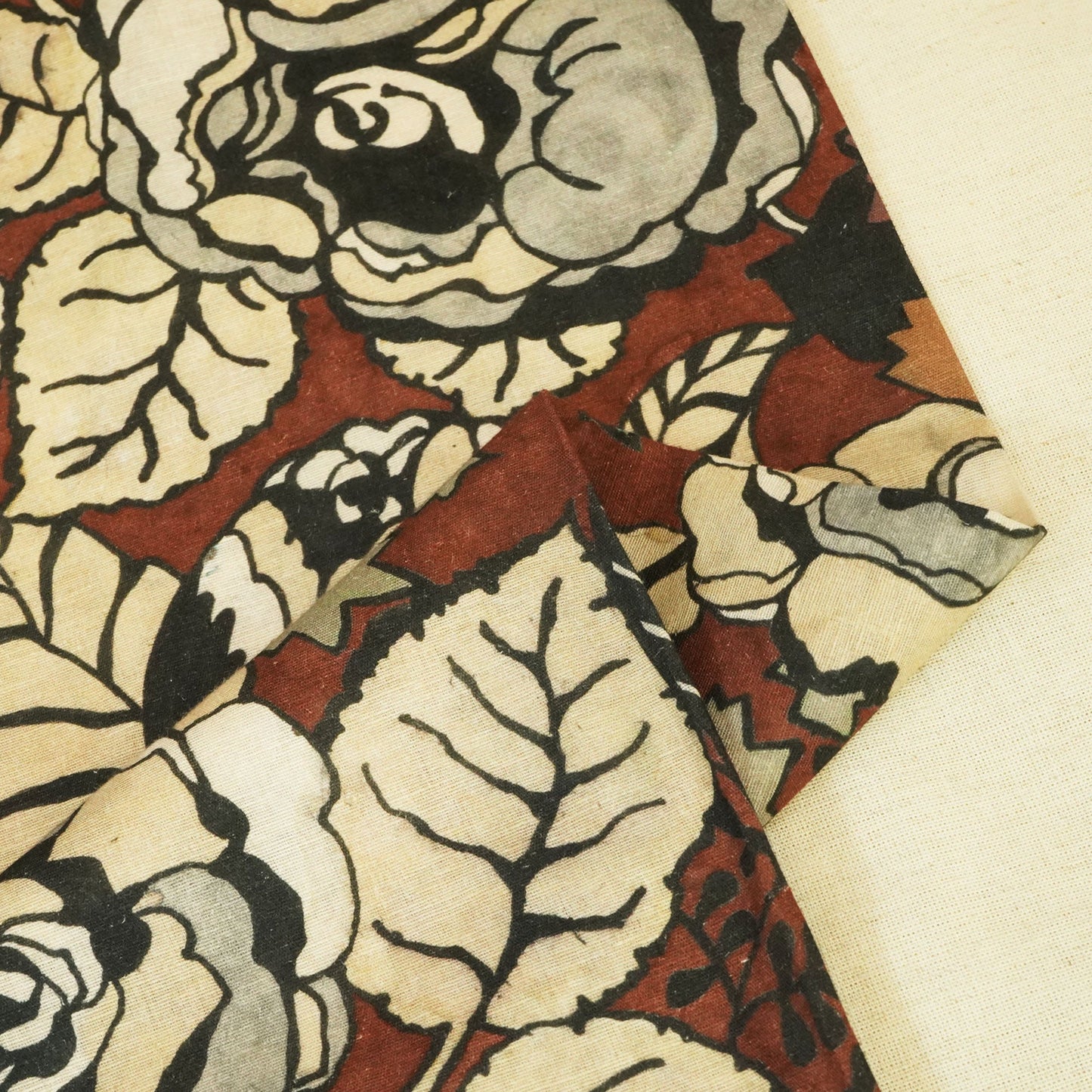 Brown Floral Print Linen Fabric RM-24617