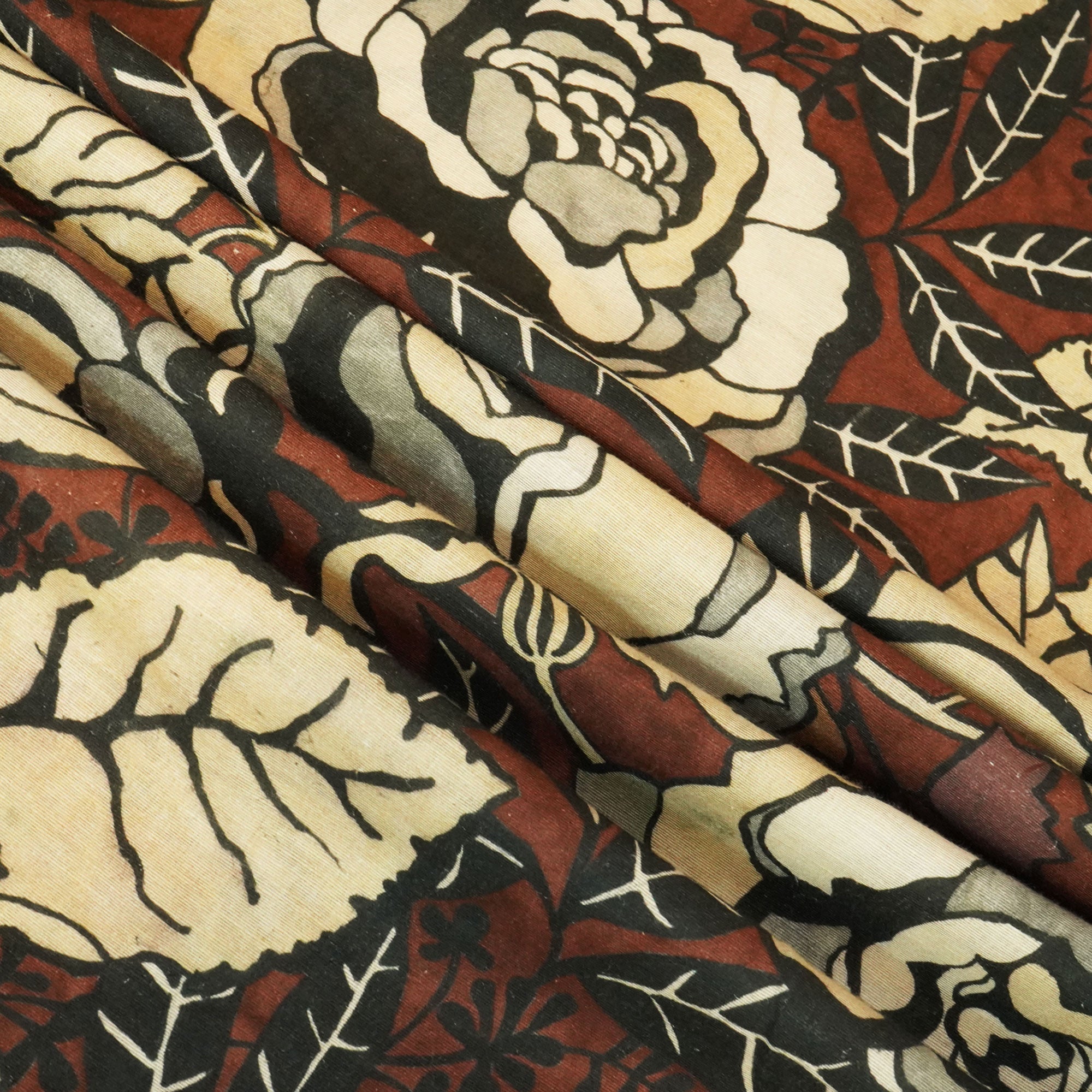 Brown Floral Print Linen Fabric RM-24617