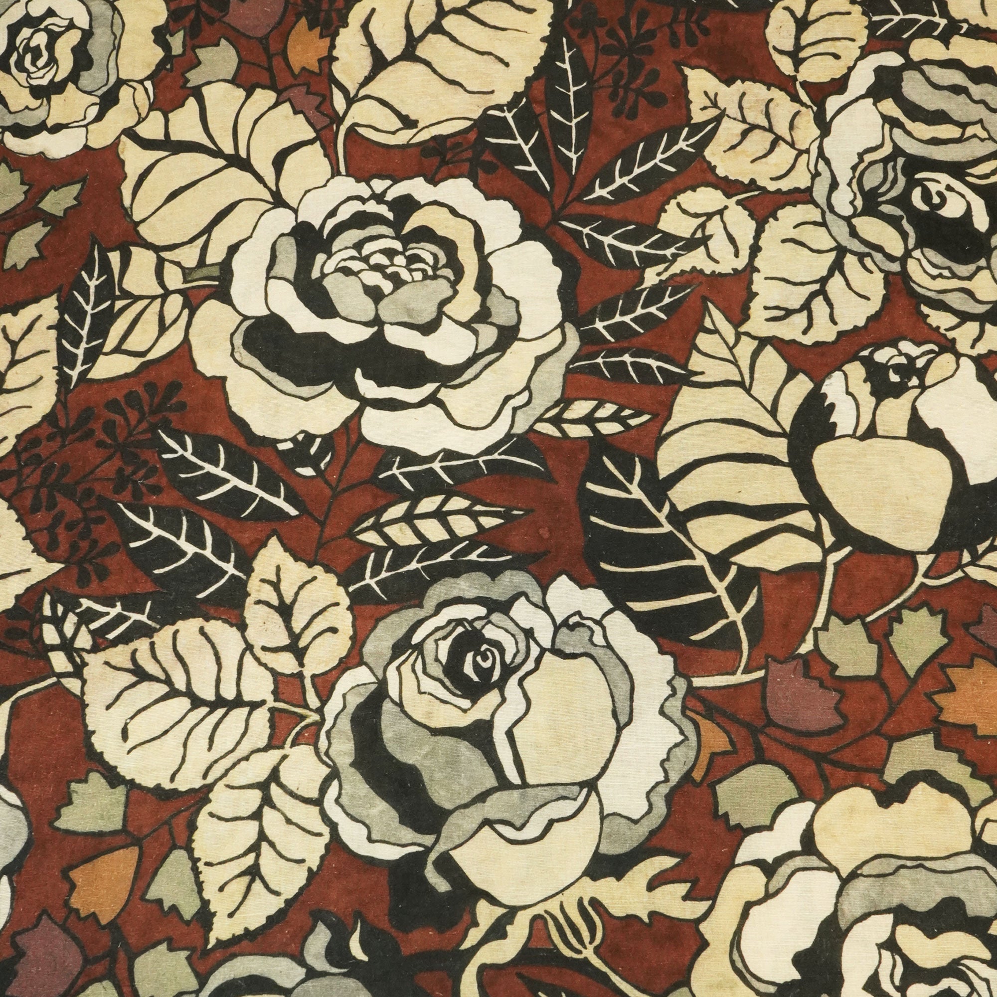 Brown Floral Print Linen Fabric RM-24617