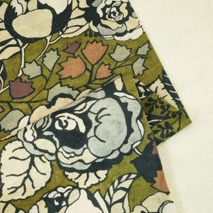 Green Floral Print Linen Fabric RM-24618