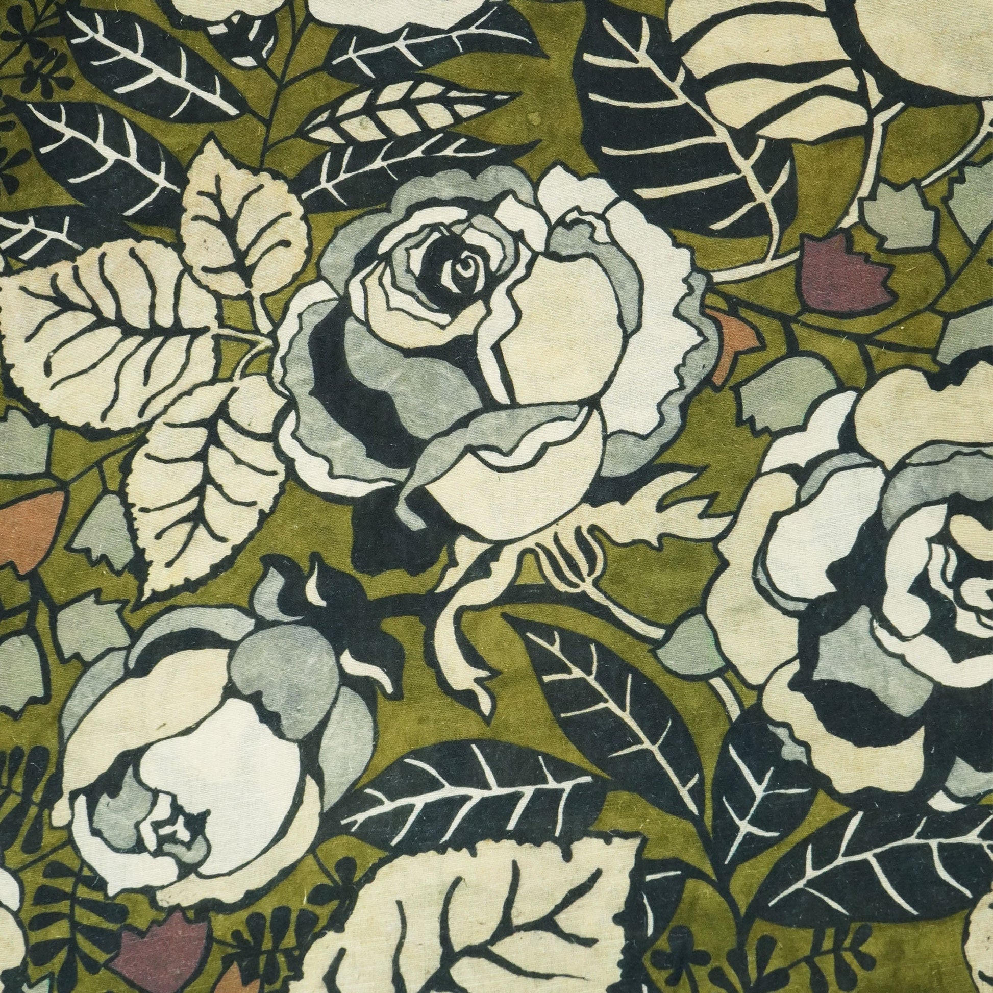 Green Floral Print Linen Fabric RM-24618