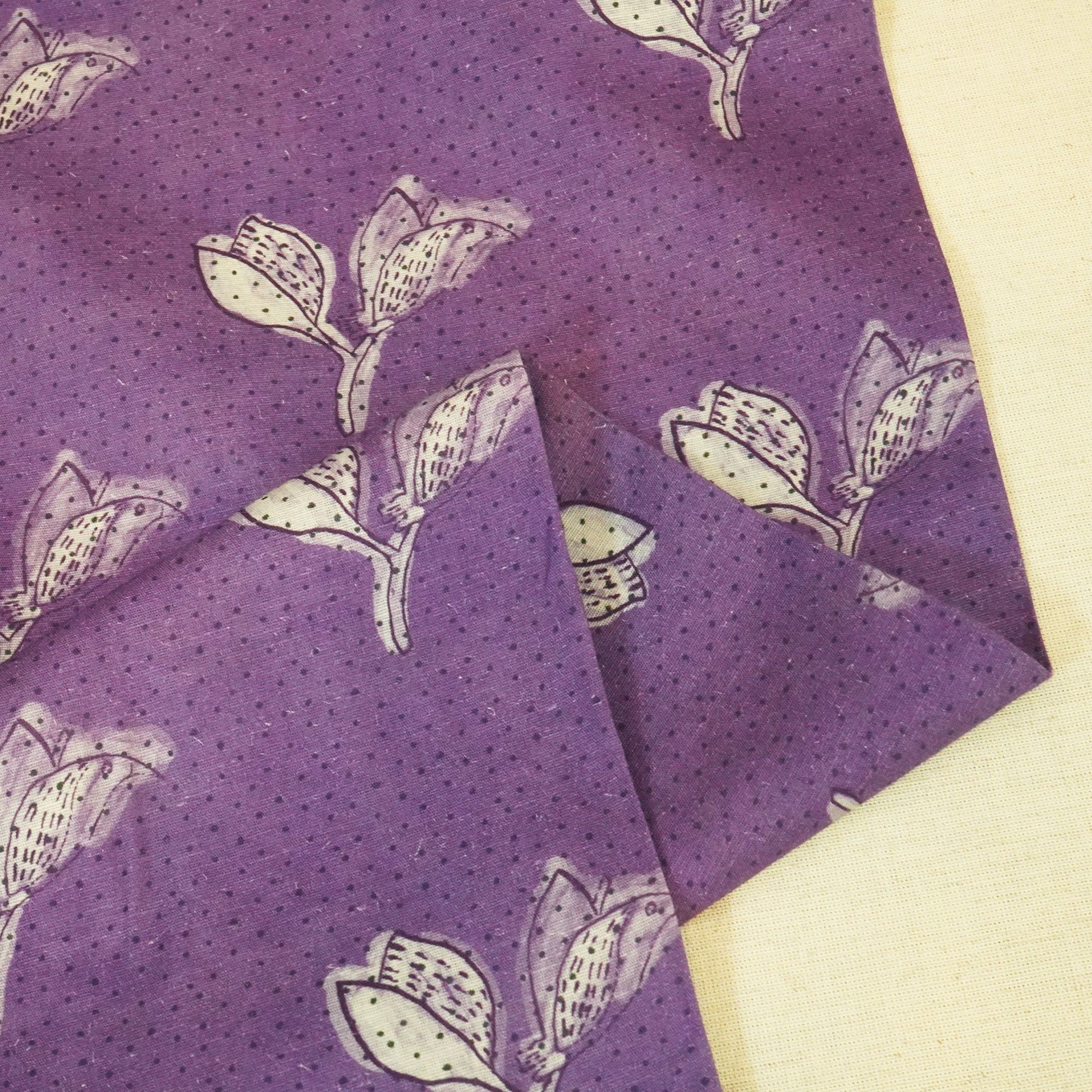 Purple Floral Print Linen Fabric RM-24619