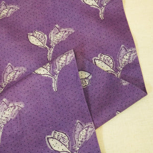Purple Floral Print Linen Fabric RM-24619