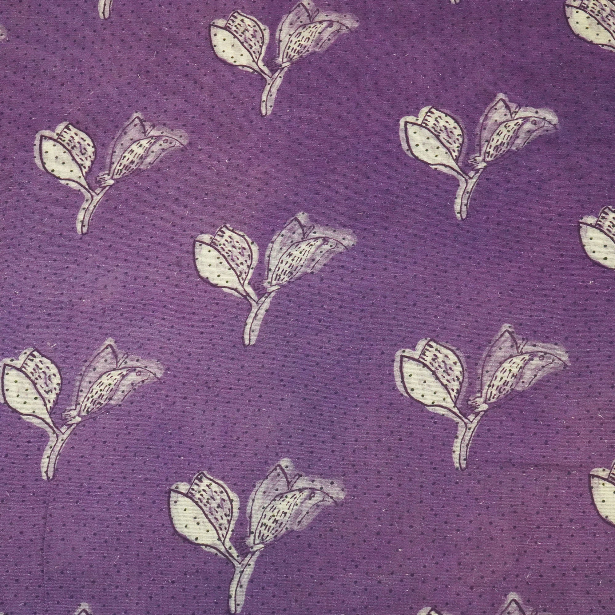 Purple Floral Print Linen Fabric RM-24619