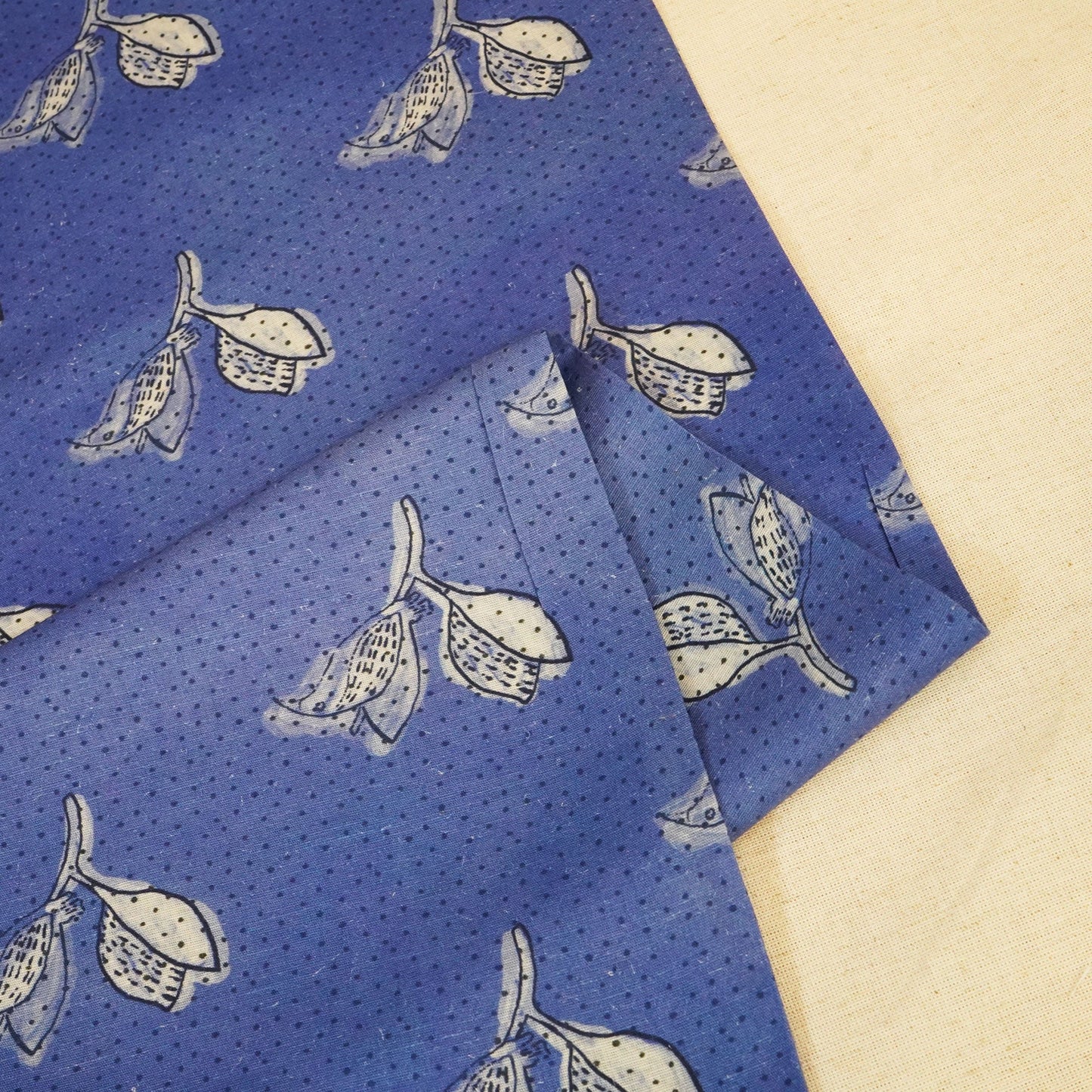 Indigo Floral Print Linen Fabric RM-24620