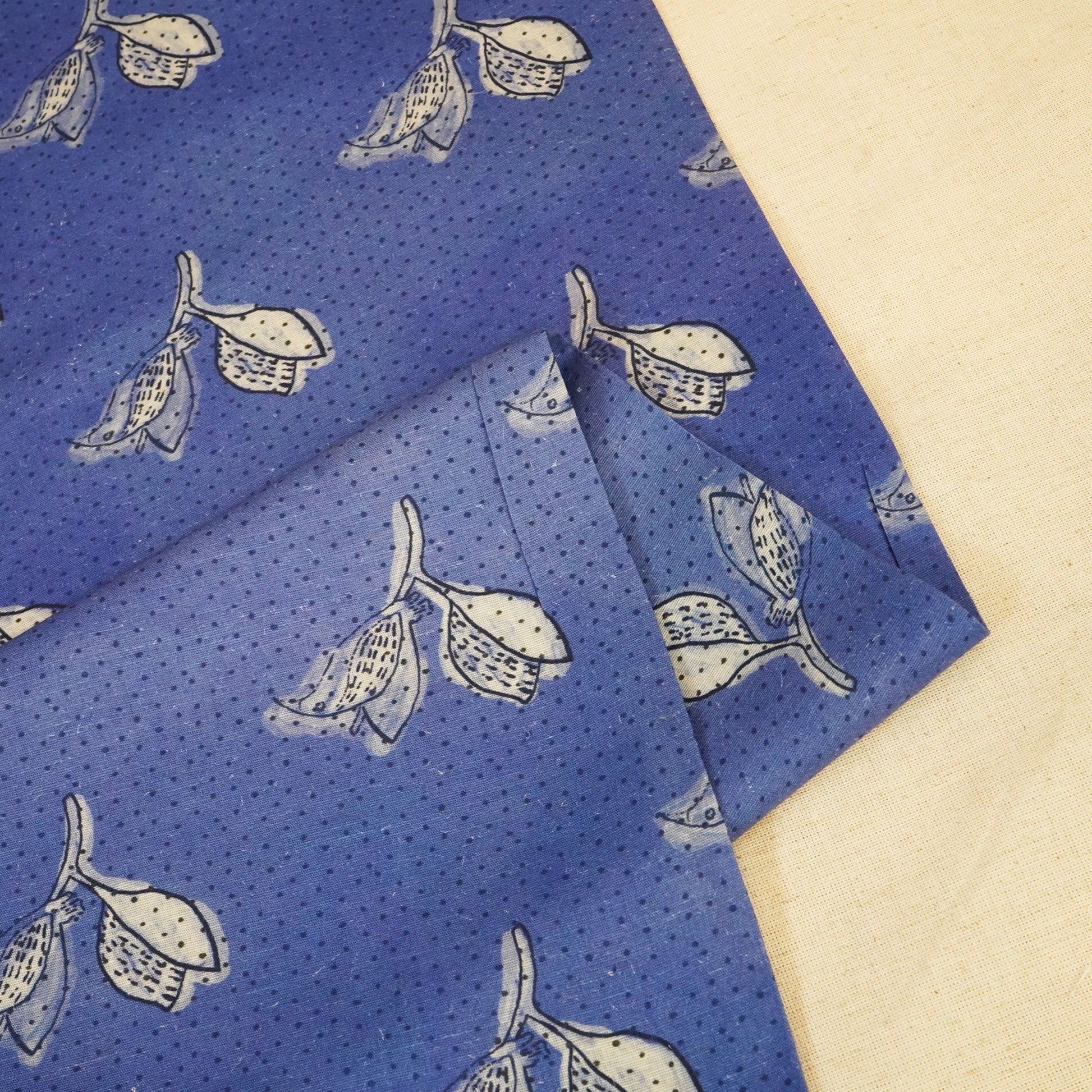Indigo Floral Print Linen Fabric RM-24620