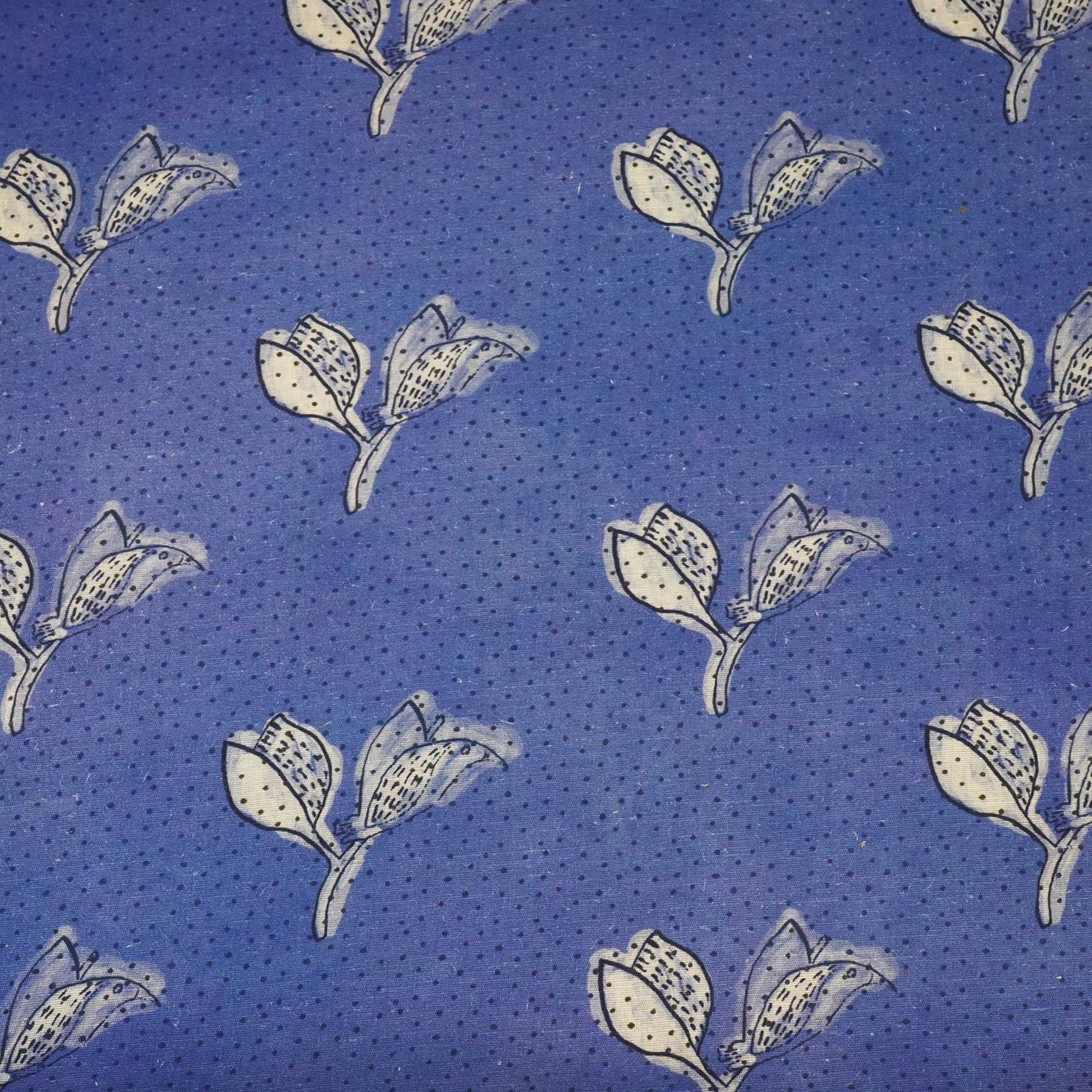 Indigo Floral Print Linen Fabric RM-24620