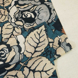 Blue Floral Print Linen Fabric RM-24621